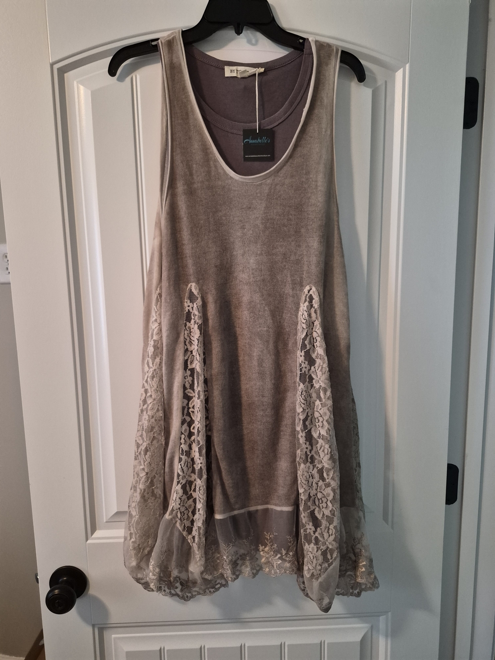 Annabelle & Simply Couture 2 piece Khaki Tank Tunic Cami Dress Womens S/L